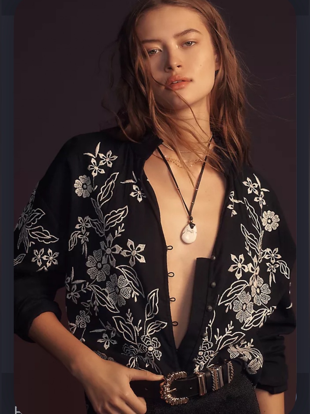 PILCRO THE TAVI EMBROIDERED BUTTON DOWN BLOUSE S ANTHROPOLOGIE